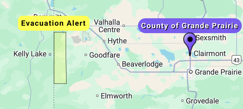 Alert area (Map from GPREP)